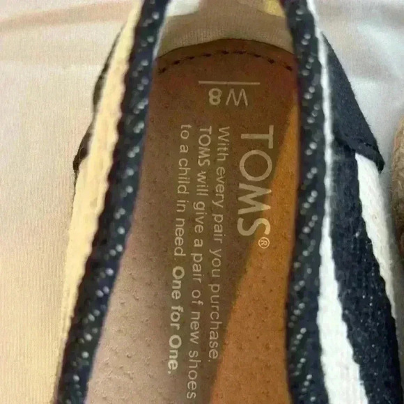 NWOT! - TOMS Womens Stripe University Espadrille Loafer Black Canvas (Size 8) - Picture 5 of 7
